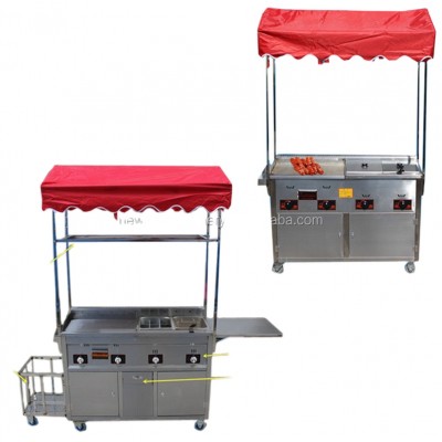 Fast Food Mobile Push Cart With Wheels,Hand Push Food Cart For Sale